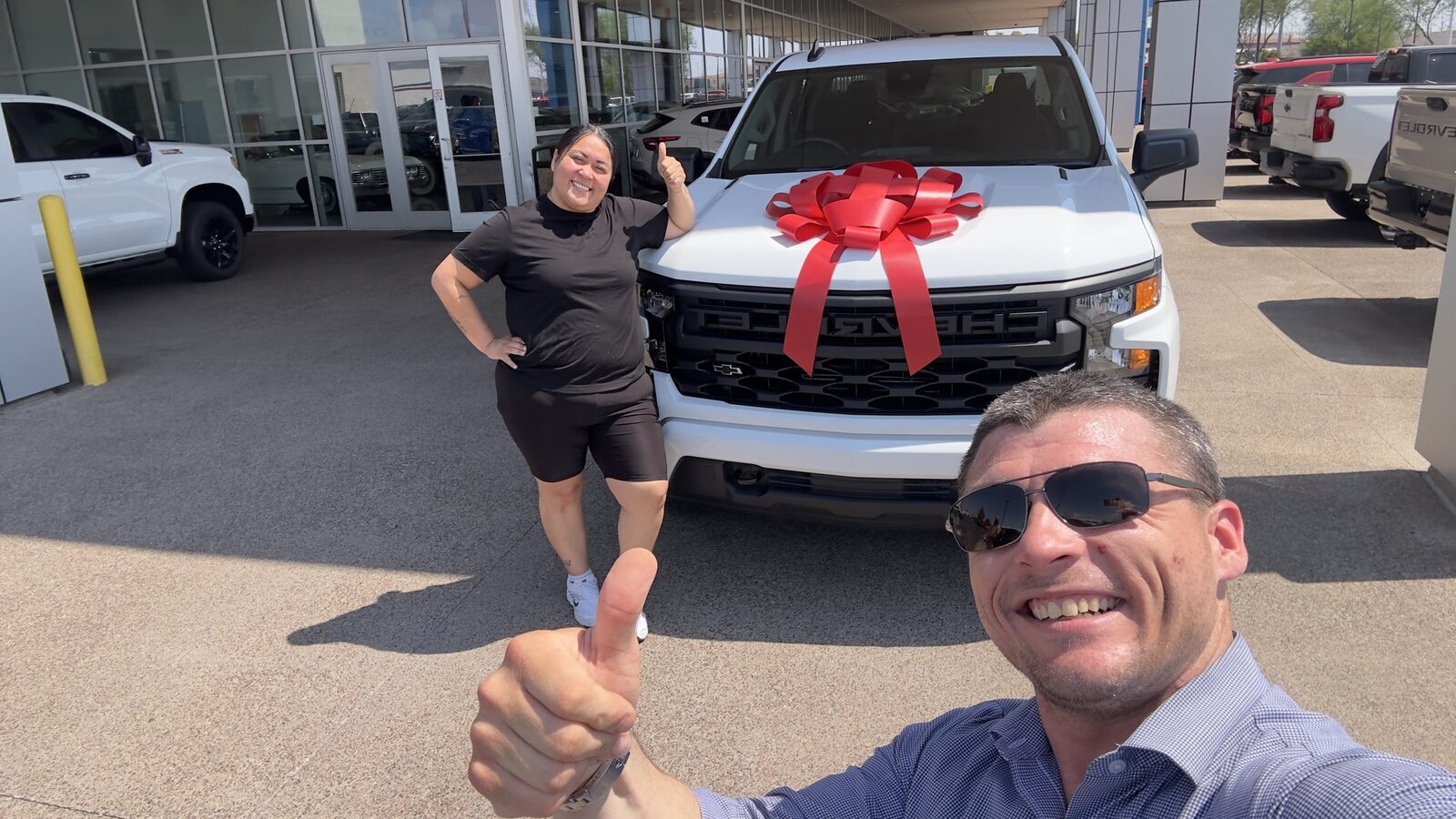 Charlie with a happy Silverado buyer