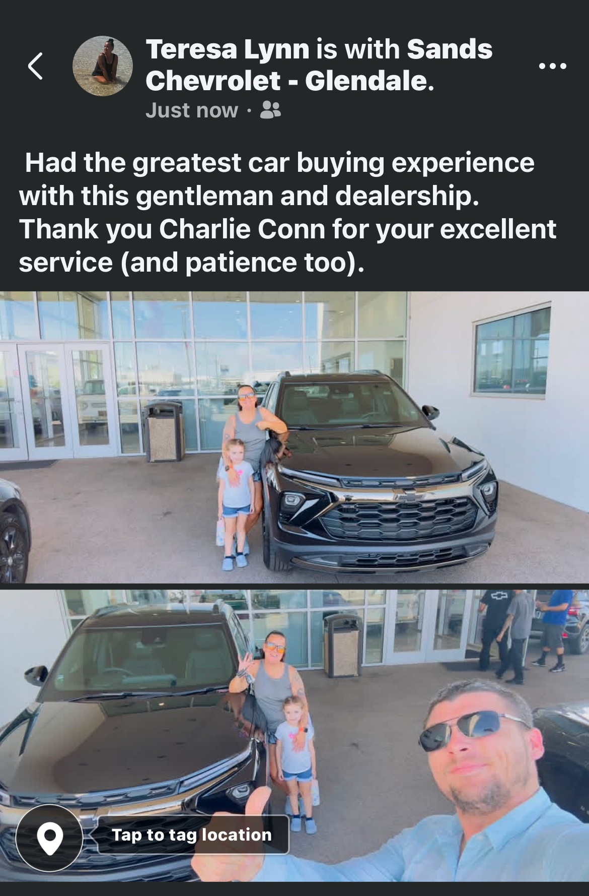 Teresa Lynn praising Charlie at delivery